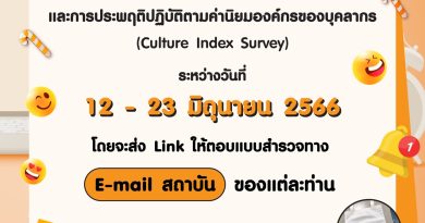 📌 ขอเชิญชวนบุคลากร สจล.ทำแบบสำรวจระดับการยึดมั่นใน #ค่านิยมองค์กร และการประพฤติปฏิบัติตามค่านิยมองค์กรของบุคลากร (Culture Index Survey)